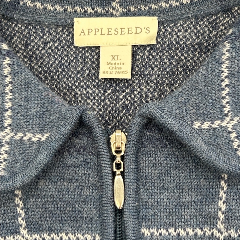 Appleseeds Windowpane Full Zip Sweater/Blazer/Jacket Wool Size XL - Picture 2 of 5